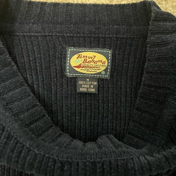 🟢Tommy Bahama Navy Chenille Ribbed Knit Crew Neck Sweaters Size M - Picture 4 of 4